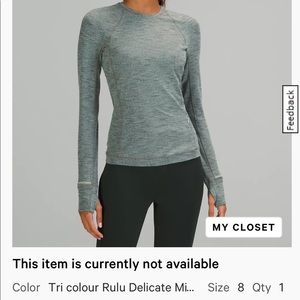 Lululemon Rulu Run Long Sleeve size 8 Gray